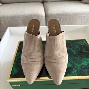 Reiss Taupe Suede Pointed Mules